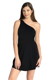 One Shoulder Swim Dress S / Black - amanté Swimwear