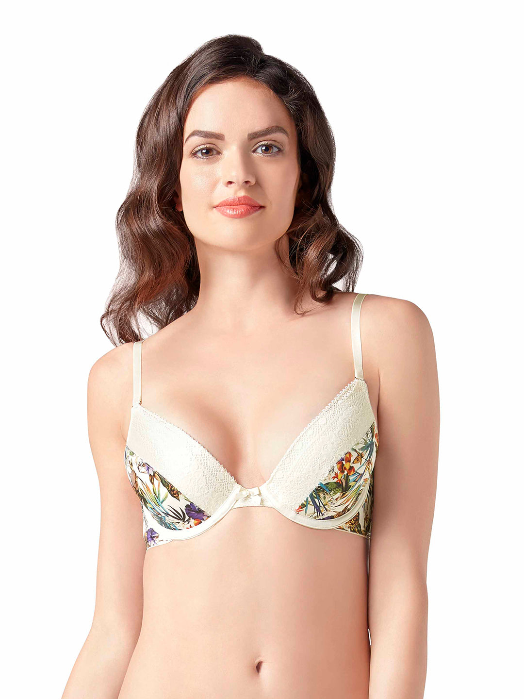 Tropical Crochet Bra 32B / Whisper White-Tropicana Print - amanté Bra - Image 1 of 4