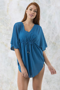 Plunge V-Neck Kaftan S / Ocean View - amanté Swimwear thumbnail 1