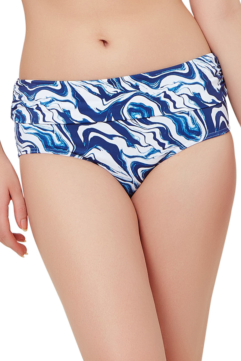Ruched Swim Bottom L / Marble Print - amanté Swimwear