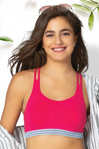 Crisscross Back Cotton Bralette S / Bright Rose - amanté Bra thumbnail 2
