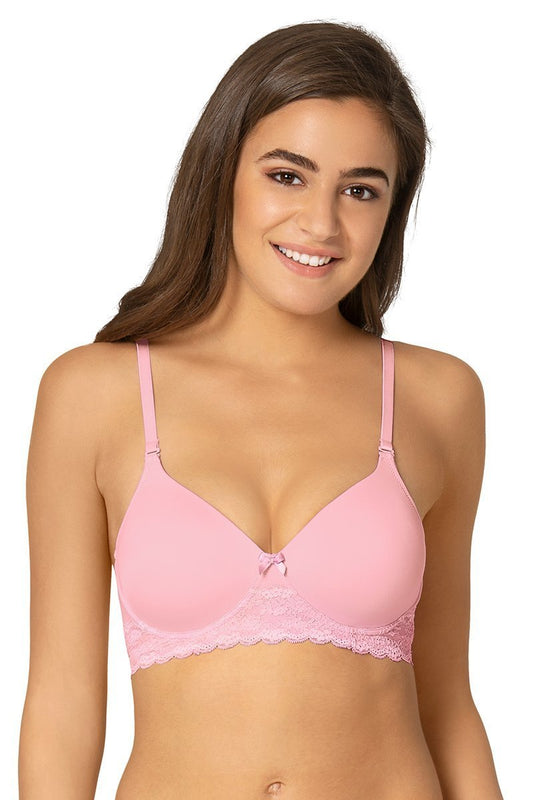 Wirefree Lace Moulded Pushup Bra 32B / Pastel - amanté Bra