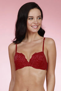 Lace Demi Push up Bra 32B / Tango Red - amanté Bra thumbnail 1