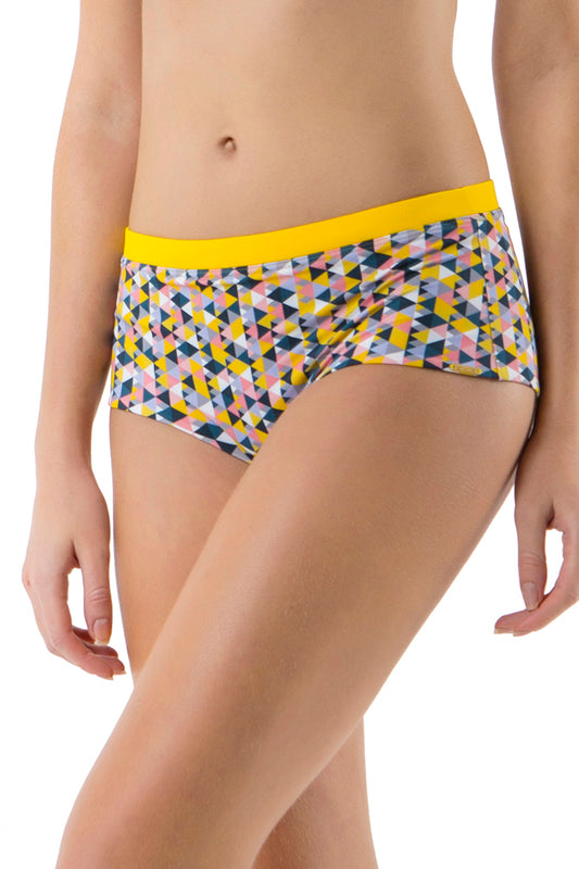 Boyshort with Contrast Waist S / Triangle Print - amanté Swimwear
