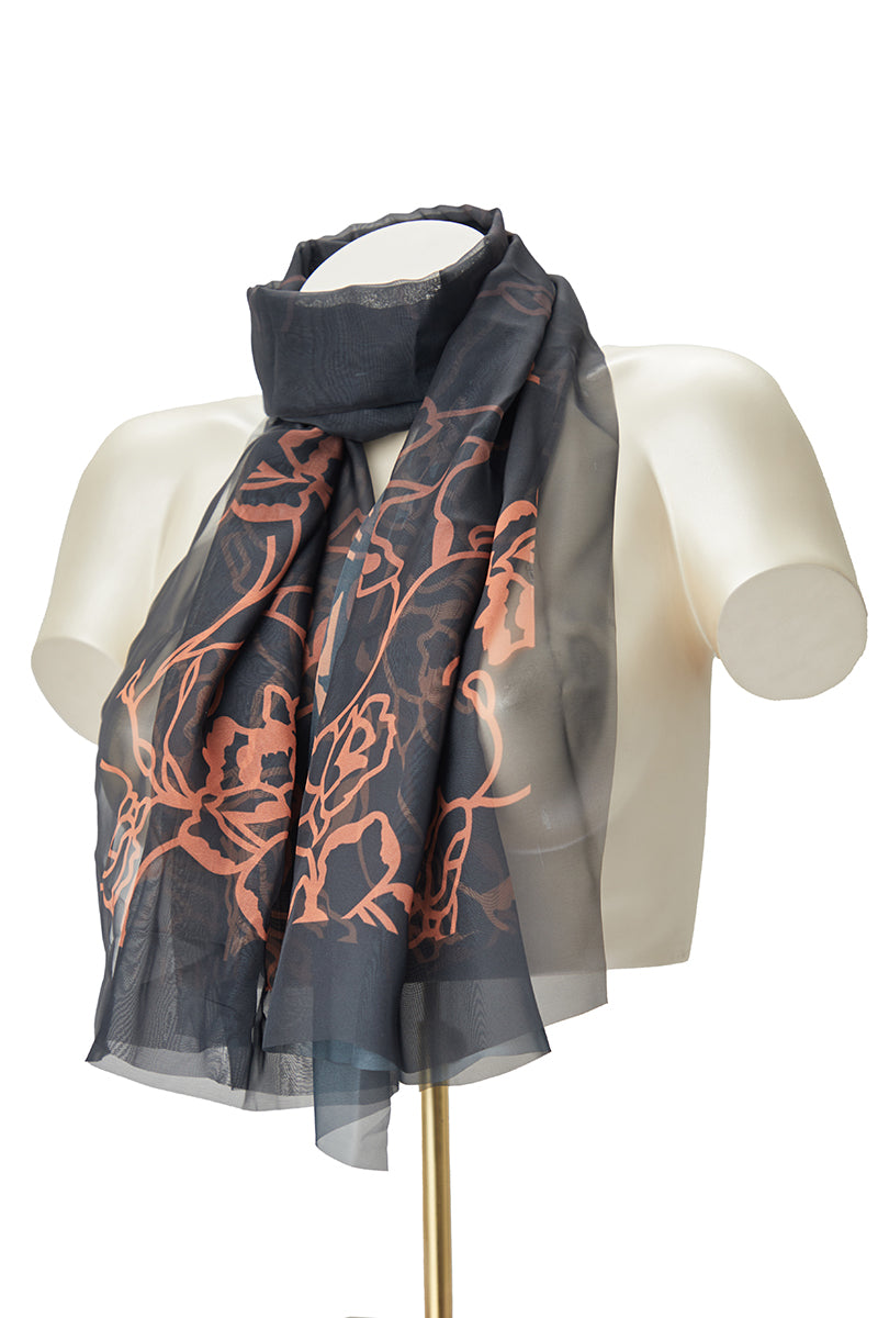 Chiffon Shawl Regular / Black-Gold Floral PR - amanté Accessories