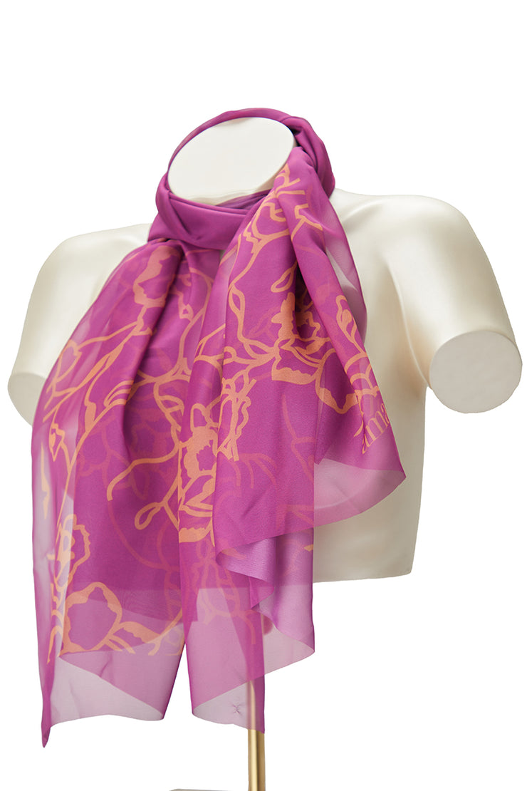 Chiffon Shawl Regular / Purple-Gold Floral PR - amanté Accessories