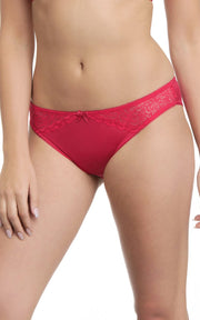 Heritage Lace Brazilian M / True Red with Sesame - amanté Panty