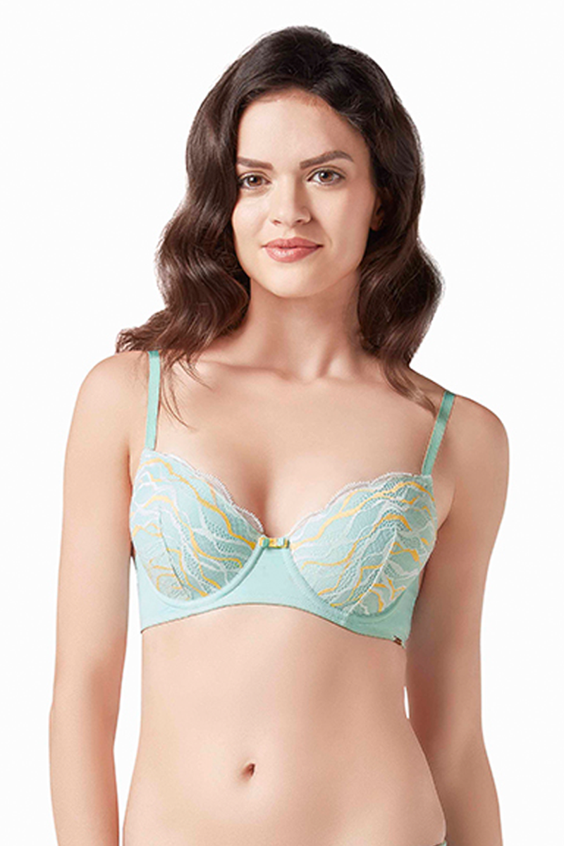 Lacy Twirl Padded Wired Bra 34C / Blue Haze-Sky Light - amanté Bra