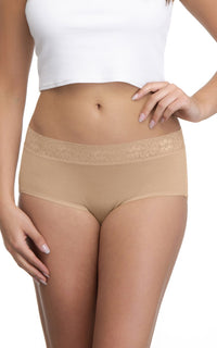 Midi with Lace Trim (Pack of 3) M / Grape-Sandalwood-Black - amanté Panty thumbnail 1