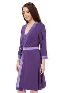 Satin Edge Robe S / Purple - amanté Sleepwear thumbnail 5