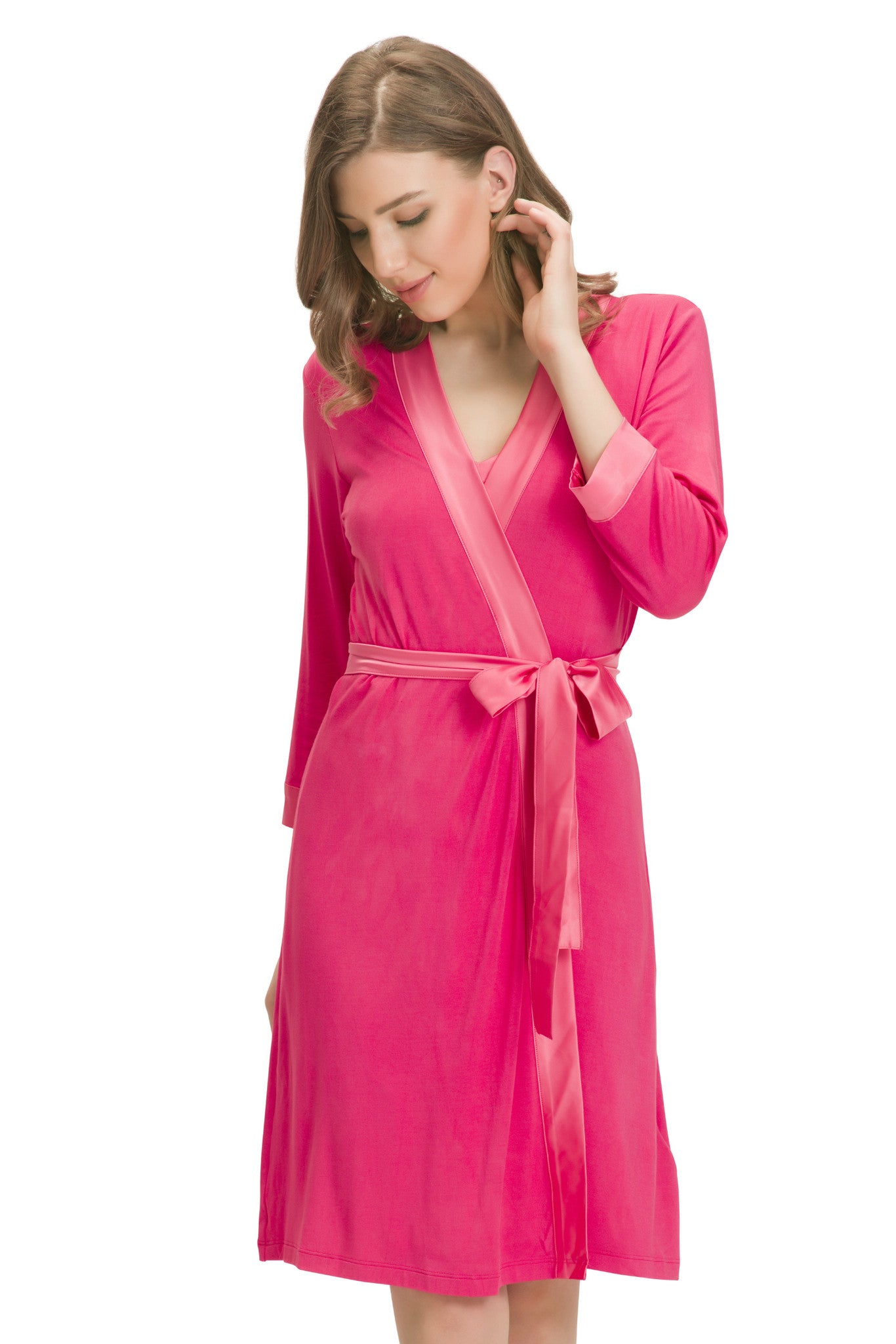 Satin Edge Robe S / Camelia Rose - amanté Sleepwear