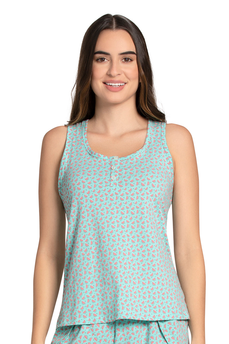 Comfy Cotton Sleep Tank S / Aruba Blue - amanté Sleepwear